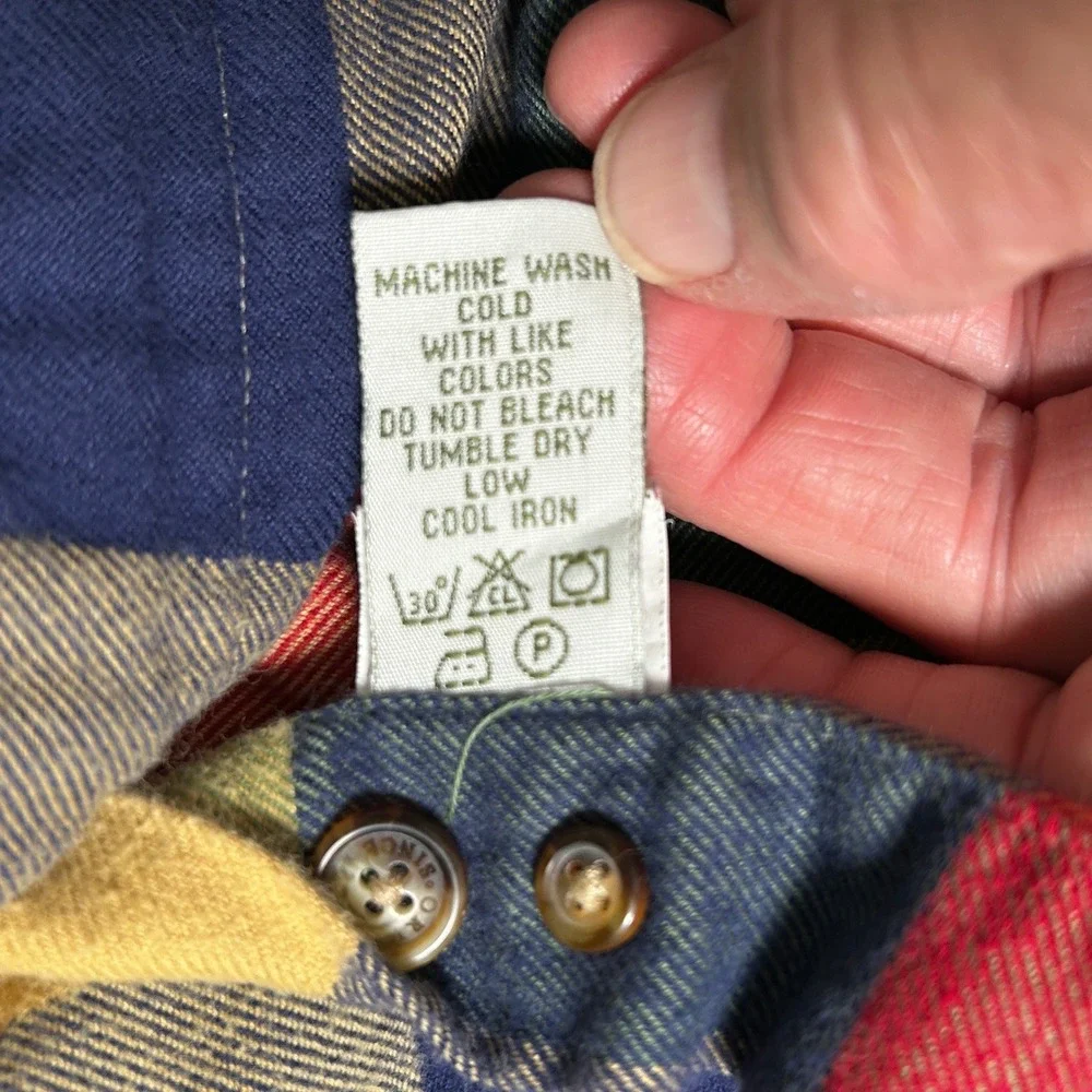 Orvis Flannel Shirt Mens Large Bright Buffalo Plaid Button Down Cotton Twill
